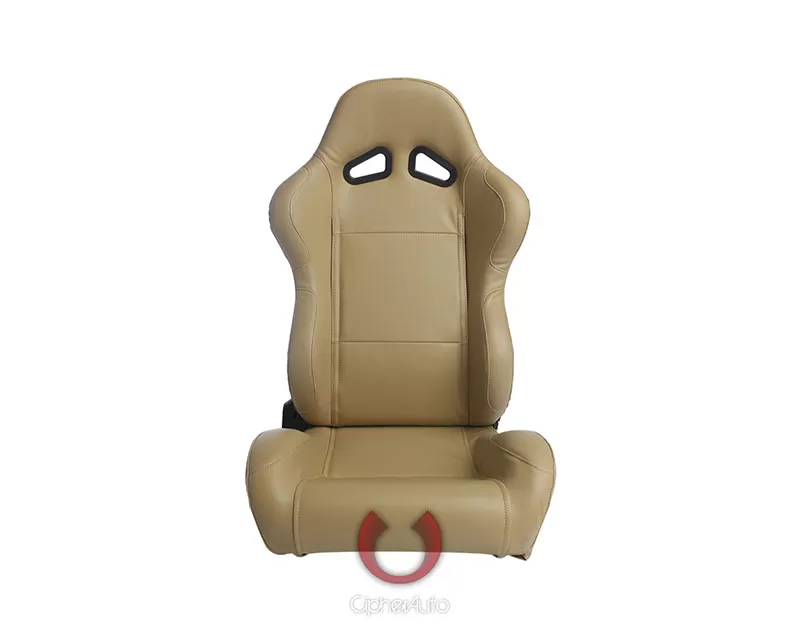 Cipher Auto Beige Synthetic Leather Racing Seats - Pair - CPA1001PBG