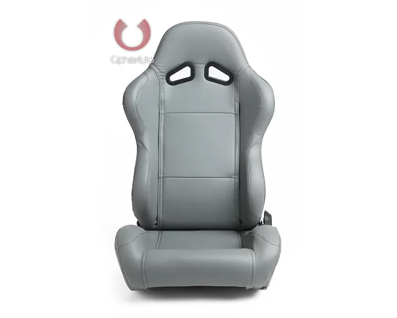 Cipher Auto Gray Synthetic Leather Racing Seats - Pair - CPA1001PGY