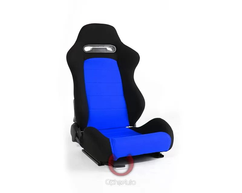 Cipher Auto Black|Blue Cloth Racing Seats - Pair - CPA1013FBKBU