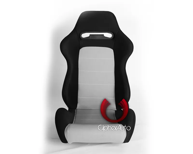 Cipher Auto Black|Gray Cloth Racing Seats - Pair - CPA1013FBKGY