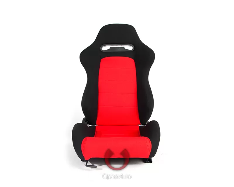 Cipher Auto Black|Red Cloth Racing Seats - Pair - CPA1013FBKRD