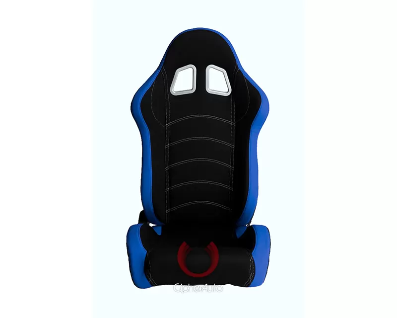 Cipher Auto Blue|Black Cloth Racing Seats - Pair - CPA1018FBUBK
