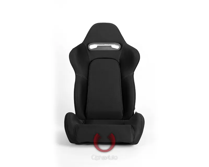 Cipher Auto Black Cloth w/ Gray Stitching Racing Seats - Pair - CPA1019FBK-G