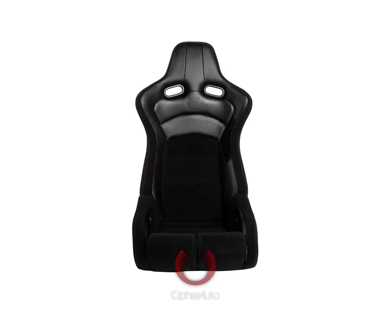 Cipher Auto Black Cloth|PU Leather Carbon Fiber PU w/ Red Stitches Viper Racing Seats - Pair - CPA2002CFBK-R