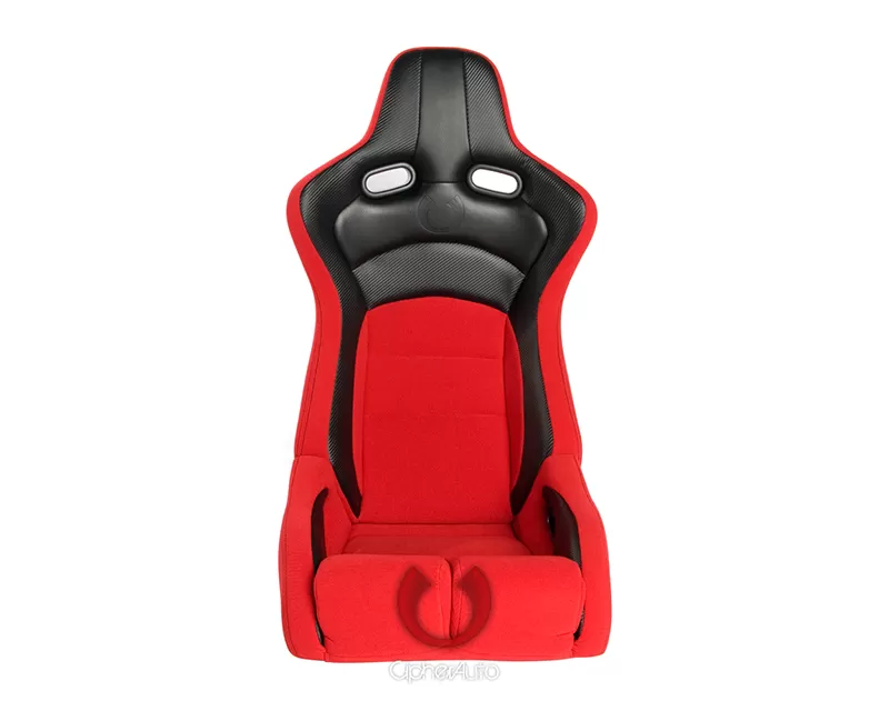 Cipher Auto Red Black Cloth|PU Leather Carbon Fiber PU Viper Racing Seats - Pair - CPA2002CFBKRD