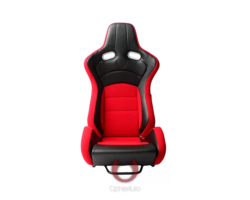 Cipher Auto Black Red Cloth|PU Leather Carbon Fiber PU VP-8 Racing Seats - Pair - CPA2003CFBKRD