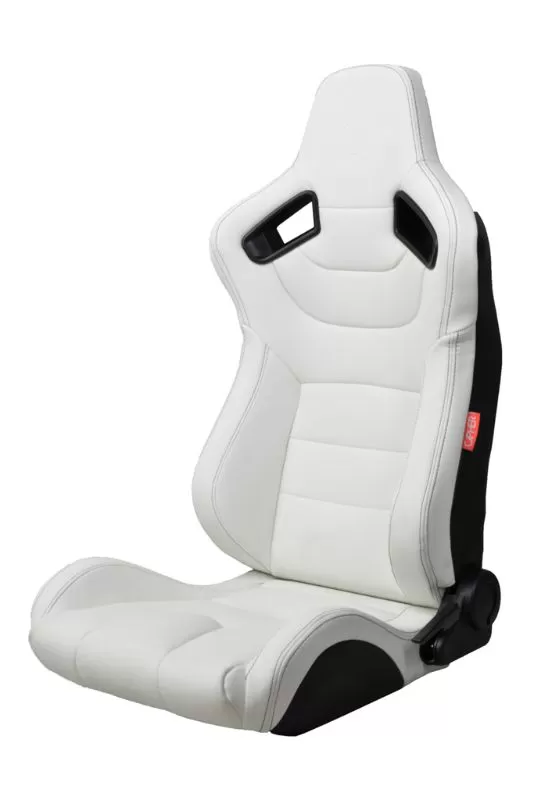 Cipher Auto Racing Seats Leatherette Carbon Fiber Eggshell White - CPA2009PCFWH-BK
