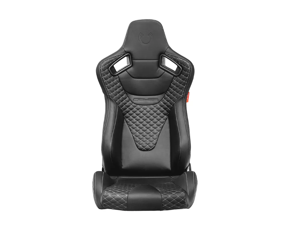 Cipher Auto Black Leather Carbon Fiber w/ Gray Stitches AR-9 Revo Racing Seats - Pair - CPA2009RS-PCFBK-GDS
