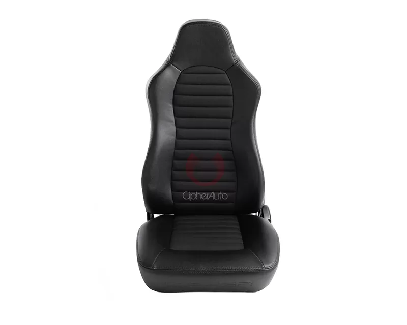 Cipher Auto Black Leather Fabric Insert Universal Jeep Seats - Pair - CPA3001FBK