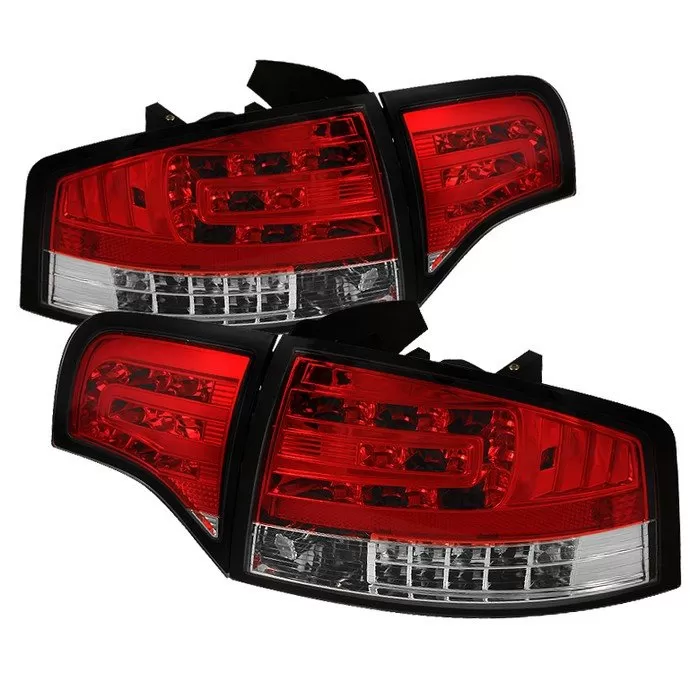 Spyder Auto Red Clear LED Tail Lights Audi A4 4-Door 2006-2008 - ALT-YD-AA406-G2-LED-RC