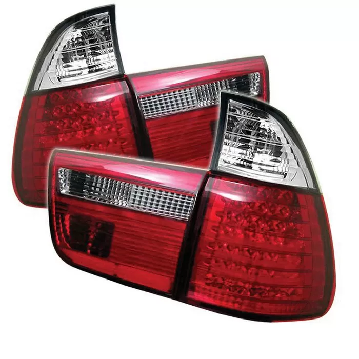 Spyder Auto 4-Piece LED Red Clear Tail Lights BMW E53 X5 2000-2006 - ALT-YD-BE5300-LED-RC