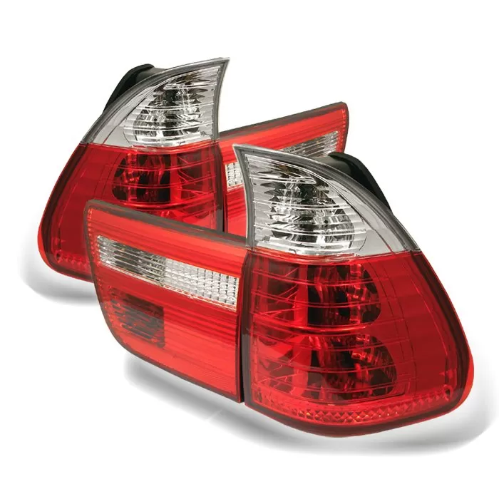Spyder Auto 4-Piece Red Clear Tail Lights BMW E53 X5 2000-2006 - ALT-YD-BE5300-RC