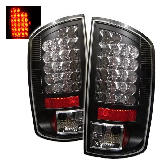 Spyder Auto LED Black Tail Lights Dodge Ram 1500 2500 3500 2007-2008 - ALT-YD-DRAM06-LED-BK