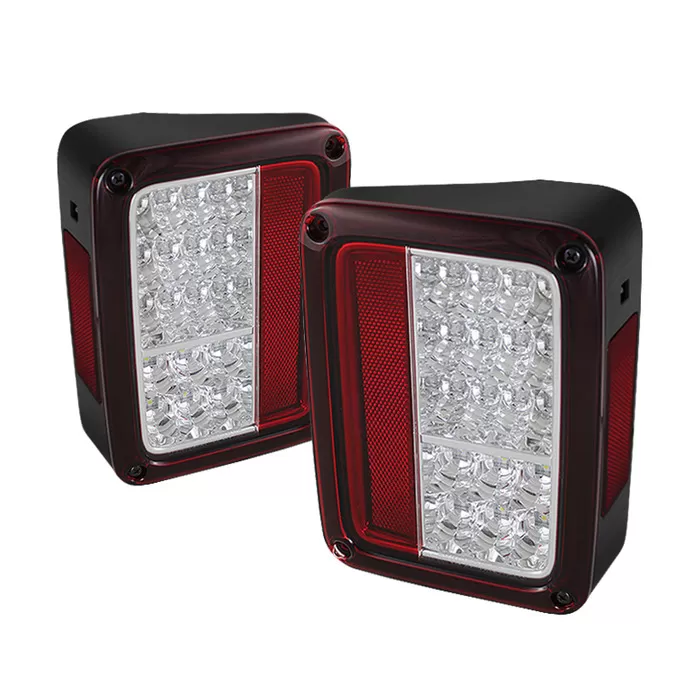 Spyder Auto Red Clear LED Taillights Jeep Wrangler 2007-2015 - ALT-YD-JWA07-LED-RC