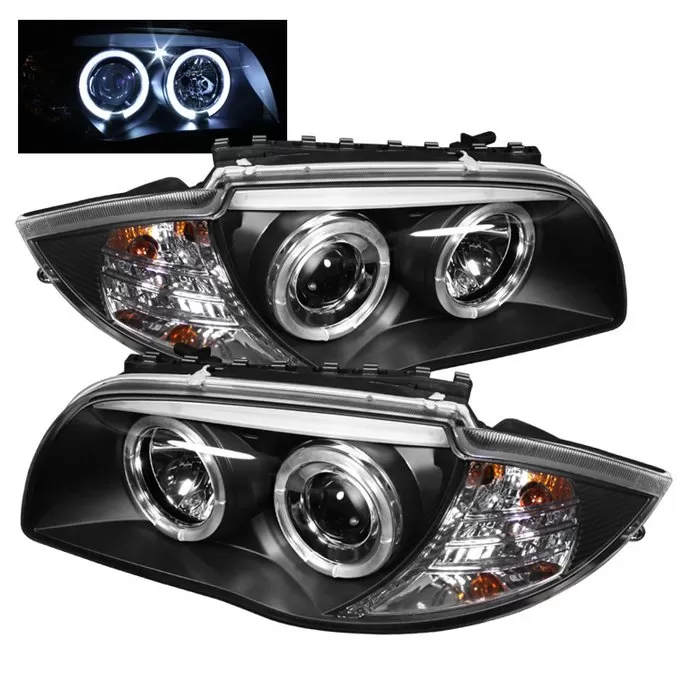 Spyder Auto Halo Black Projector HeadLights BMW E87 1-Series 2008-2010 - PRO-YD-BMWE87-HL-BK