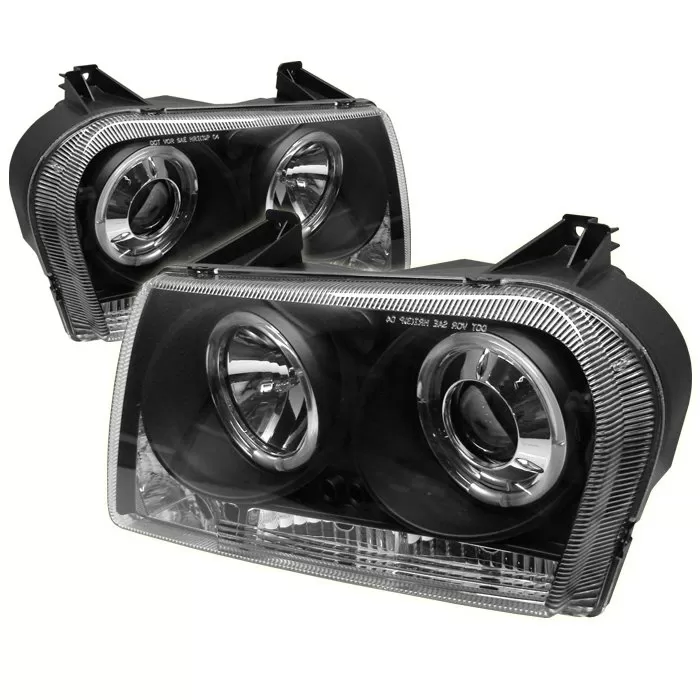 Spyder Auto Halo LED Black Projector HeadLights Chrysler 300 2005-2009 - PRO-YD-C305-HL-BK