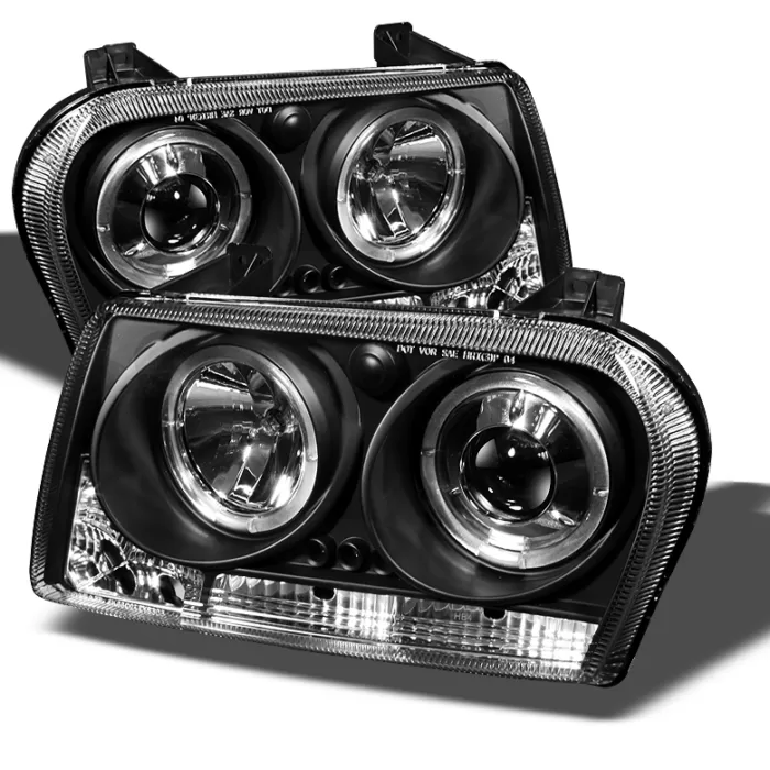Spyder Auto Halo LED Black Projector HeadLights Chrysler 300 2009-2010 - PRO-YD-C309-HL-BK