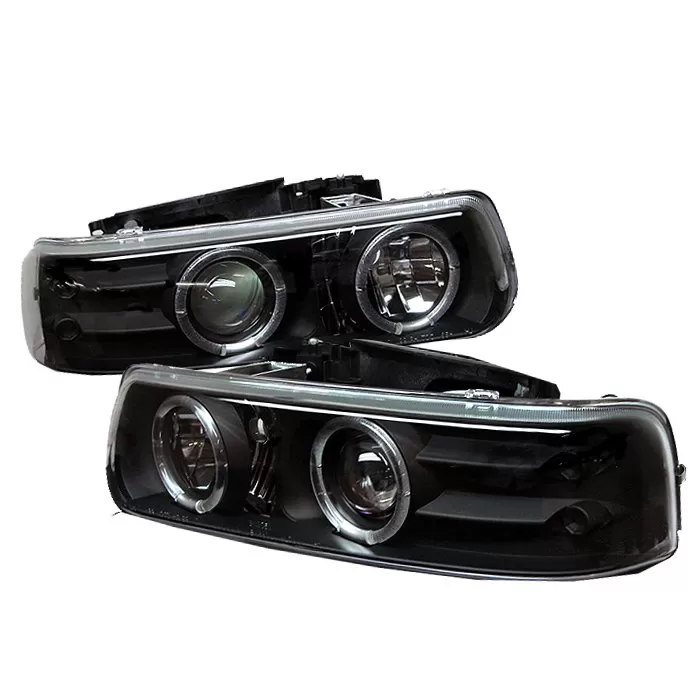 Spyder Auto Halo LED Black Projector HeadLights Chevrolet Silverado 1500 2500 3500 1999-2002 - PRO-YD-CS99-HL-BK