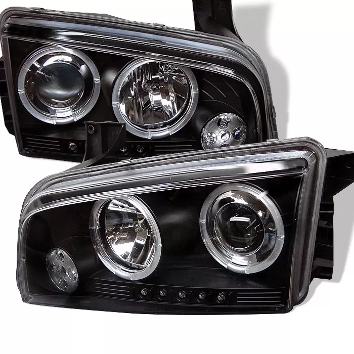 Spyder Auto Non-HID Halo LED Black Projector HeadLights Dodge Charger 2006-2010 - PRO-YD-DCH05-LED-BK