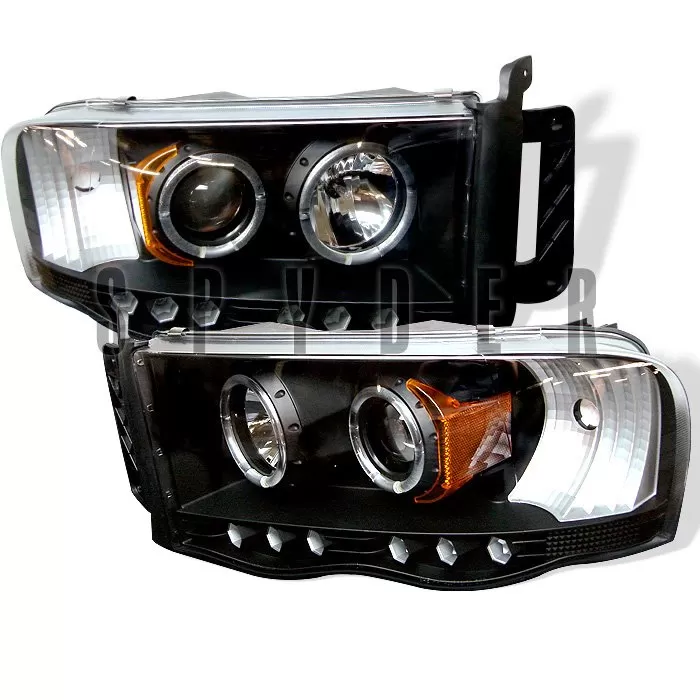 Spyder Auto Halo LED Black Projector HeadLights Dodge Ram 1500 2500 3500 2002-2005 - PRO-YD-DR02-HL-BK