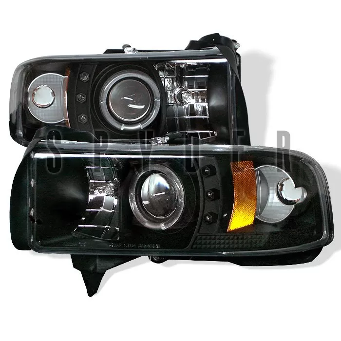 Spyder Auto 1-Piece Halo LED Black Projector HeadLights Dodge Ram 1500 2500 3500 1994-2001 - PRO-YD-DR94-HL-AM-BK