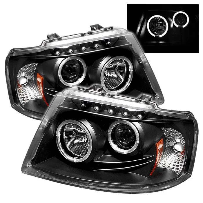 Spyder Auto Halo LED Black Projector HeadLights Ford Expedition 2003-2006 - PRO-YD-FE03-HL-BK