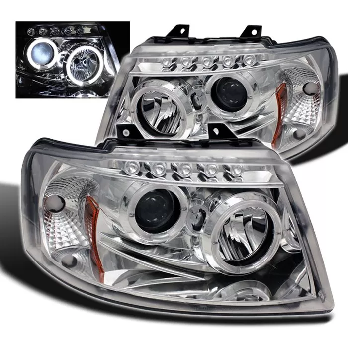 Spyder Auto Halo LED Chrome Projector HeadLights Ford Expedition 2003-2006 - PRO-YD-FE03-HL-C