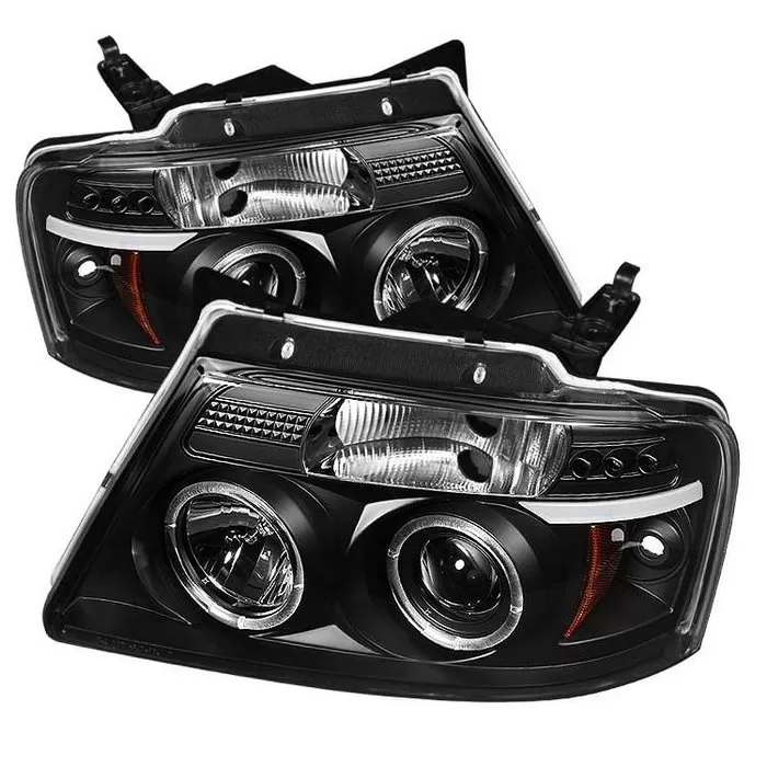 Spyder Auto Version 2 Halo LED Black Projector HeadLights Ford F-150 2004-2008 - PRO-YD-FF15004-HL-G2-BK