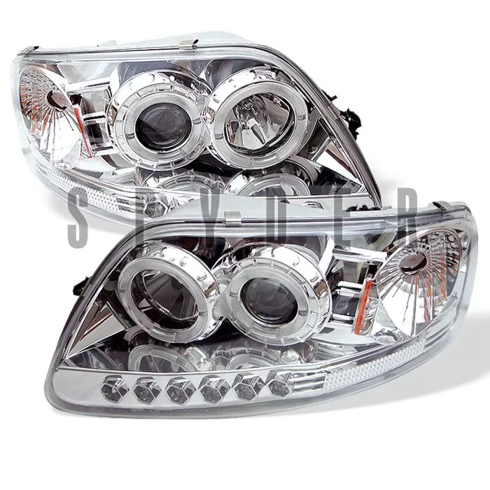 Spyder Auto 1-Piece Halo LED chrome Projector HeadLights Ford F-150 1997-2003 Expedition 1997-2002 - PRO-YD-FF15097-1P-AM-C