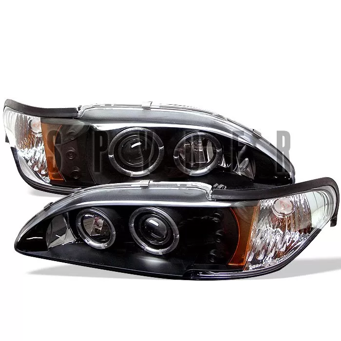 Spyder Auto 1-Piece Halo LED Black Projector HeadLights Ford Mustang 1994-1998 - PRO-YD-FM94-1PC-AM-BK