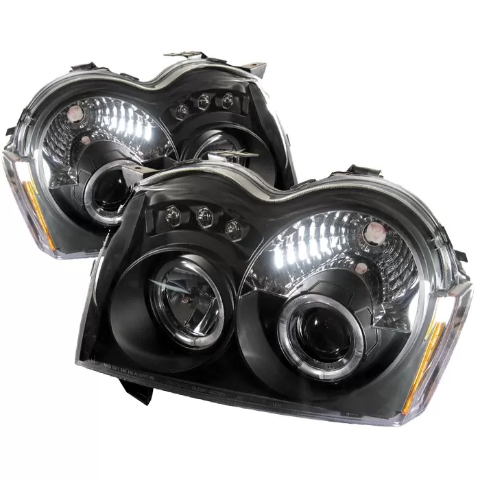 Spyder Auto Halo LED Black Projector HeadLights Jeep Grand Cherokee 2005-2008 - PRO-YD-JGC05-HL-BK