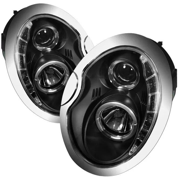 Spyder Auto DRL LED Black Projector HeadLights Mini Cooper 2002-2006 - PRO-YD-MC02-DRL-BK