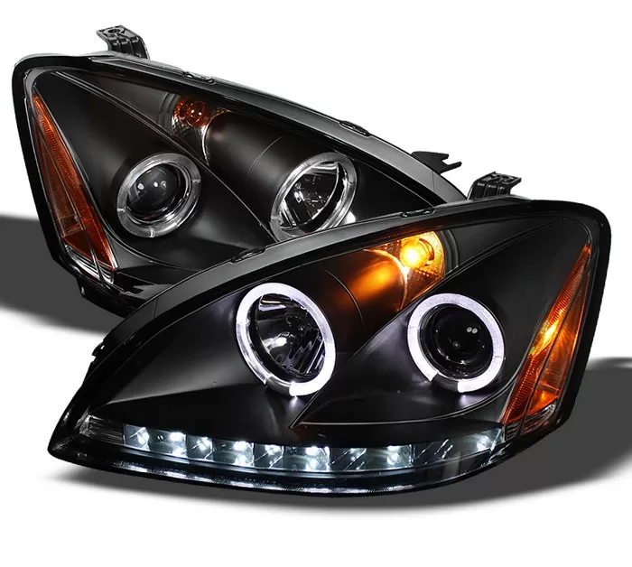 Spyder Auto Halo LED Black Projector HeadLights Nissan Altima 2002-2004 - PRO-YD-NA02-HL-BK