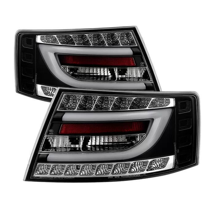 Spyder Auto Black Version 2 LED Taillights with Light Bar Audi A6 4-Door Non-Quattro 2005-2008 - ALT-YD-AA605V2-LBLED-BK