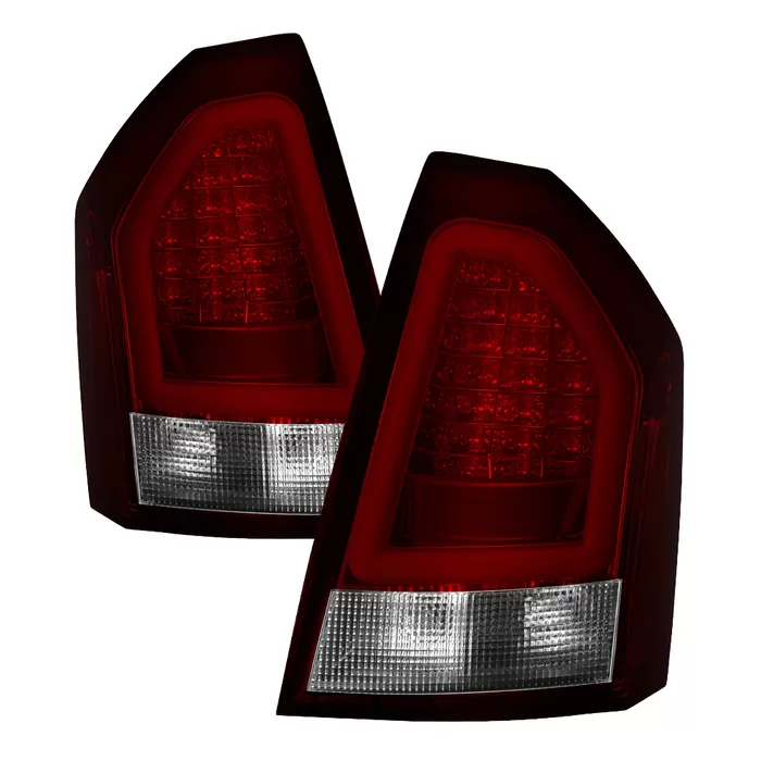 Spyder Auto Version 2 Light Bar LED Tail Lights Red Clear Chrysler 300 2005-2007 - ALT-YD-CHR305V2-LED-RC