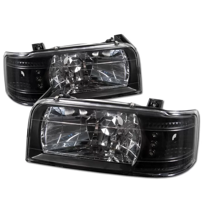 Spyder Auto Black 1-Piece LED Crystal Headlights Ford Bronco 1992-1996 - HD-YD-FB92-1PC-BK
