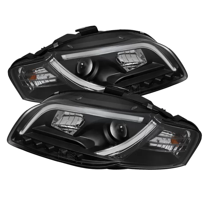 Spyder Auto Black DRL Projector Headlights with High H1 and Low H1 Lights Included Audi A4 with Halogen Lights Non-Convertible 2005-2008 - PRO-YD-AA405-LTDRL-G2-BK