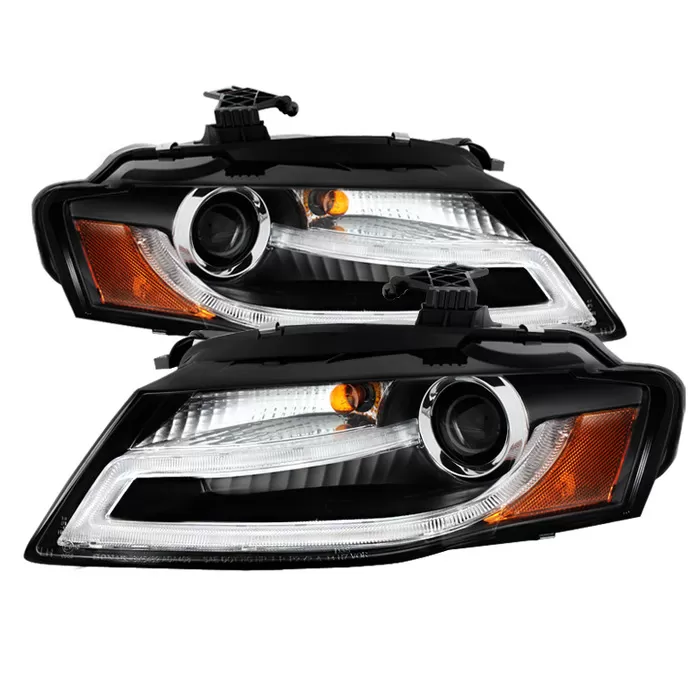 Spyder Auto Black DRL LED Projector Headlights Audi A4 with Xenon|HID Lights 2009-2012 - PRO-YD-AA408-HID-DRL-BK