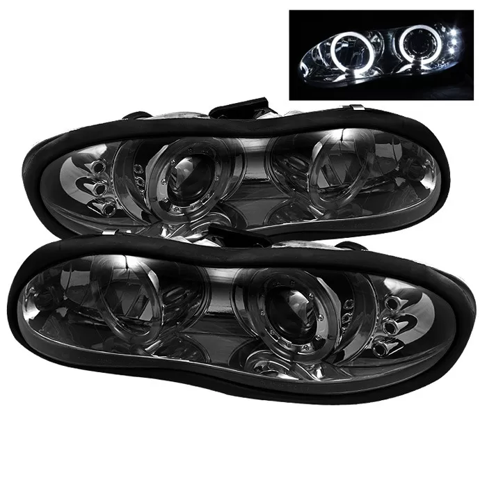 Spyder Auto Smoke LED Halo Projector Headlights with Low H1 Lights Included Chevrolet Camaro 1993-2002 - PRO-YD-CCAM98-HL-SM