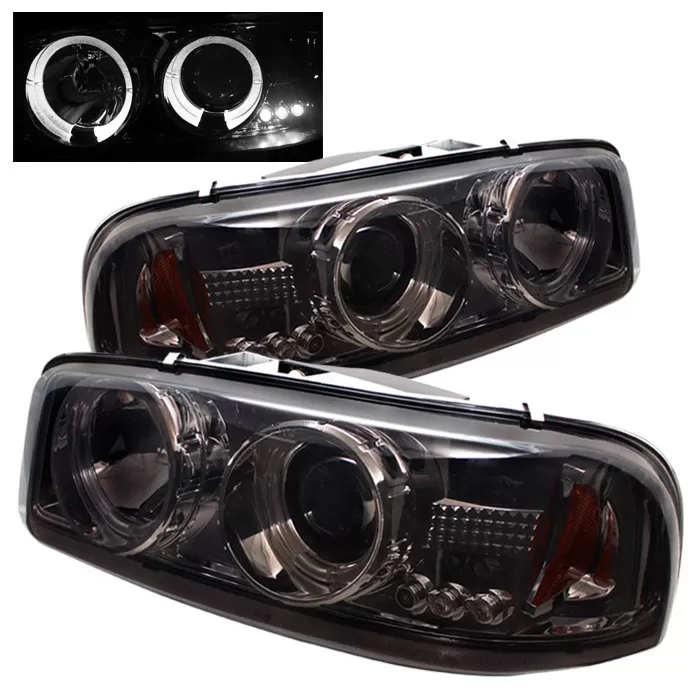 Spyder Auto Smoke LED Halo Projector Headlights with Low 9006 Lights Included GMC Yukon 2000-2006 - PRO-YD-CDE00-HL-SMC