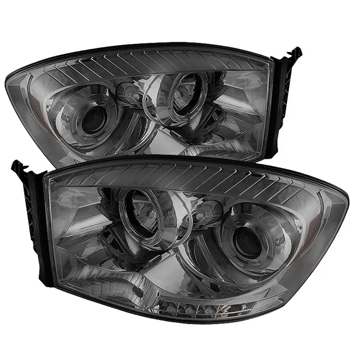 Spyder Auto Smoke LED Halo Projector Headlights with High H1 and Low H1 Lights Included Dodge Ram 2500 | 3500 2006-2009 - PRO-YD-DR06-HL-SM