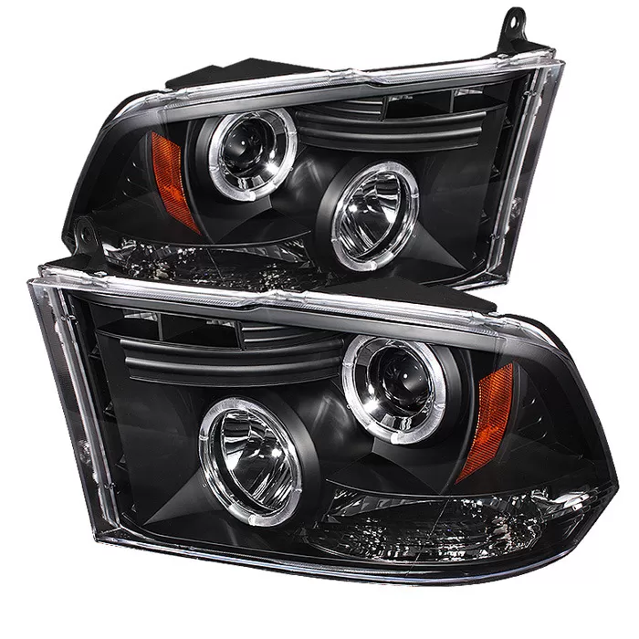 Spyder Auto Black LED Halo Projector Headlights with Low H1 Lights Included Ram 1500 with Halogen Lights 2009-2014 - PRO-YD-DR09-HL-BK