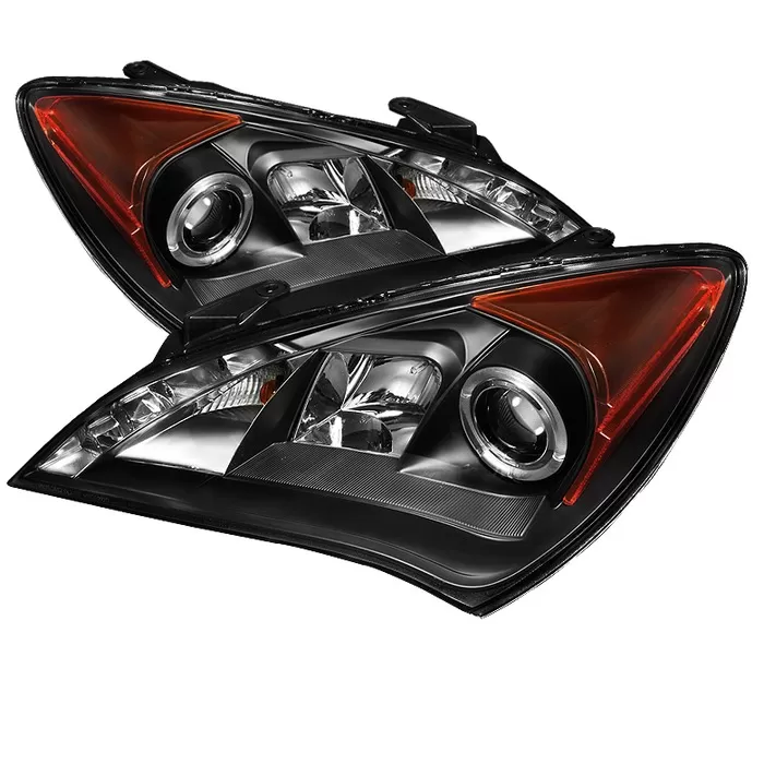 Spyder Auto Black DRL LED Halo Projector Headlights with High H1 and Low H7 Lights Included Hyundai Genesis with Halogen Lights 2009-2012 - PRO-YD-HYGEN09-DRL-BK