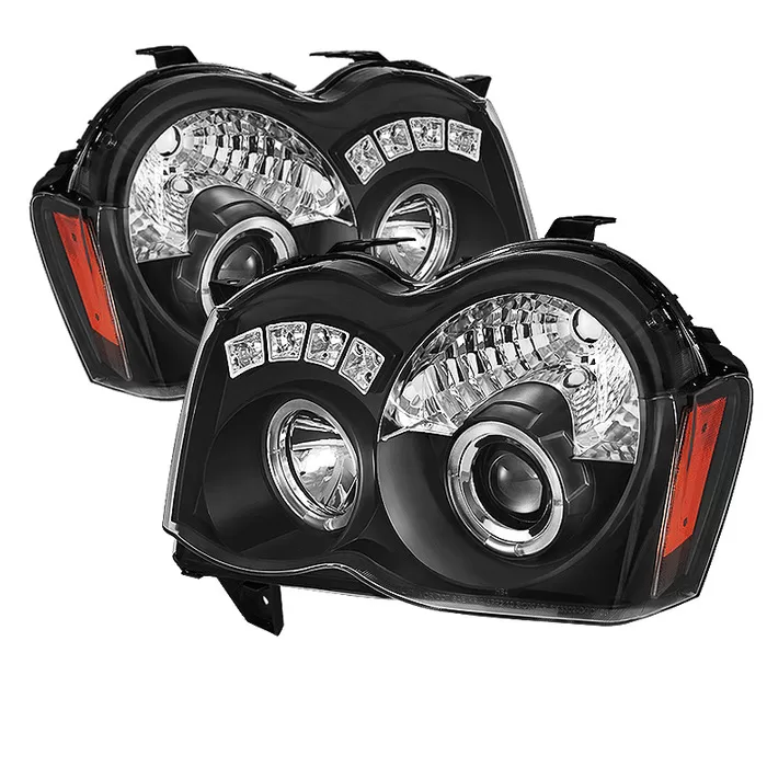 Spyder Auto Black LED Halo Projector Headlights with High H1 Lights Included Jeep Grand Cherokee 2008-2010 - PRO-YD-JGC08-HL-BK