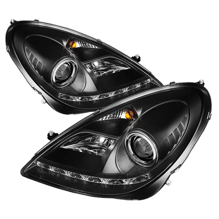 Spyder Auto Black DRL Projector Headlights with High H1 Lights Included Mercedes Benz SLK55 AMG with Xenon|HID Lights 2005-2010 - PRO-YD-MBSLK05-HID-DRL-BK