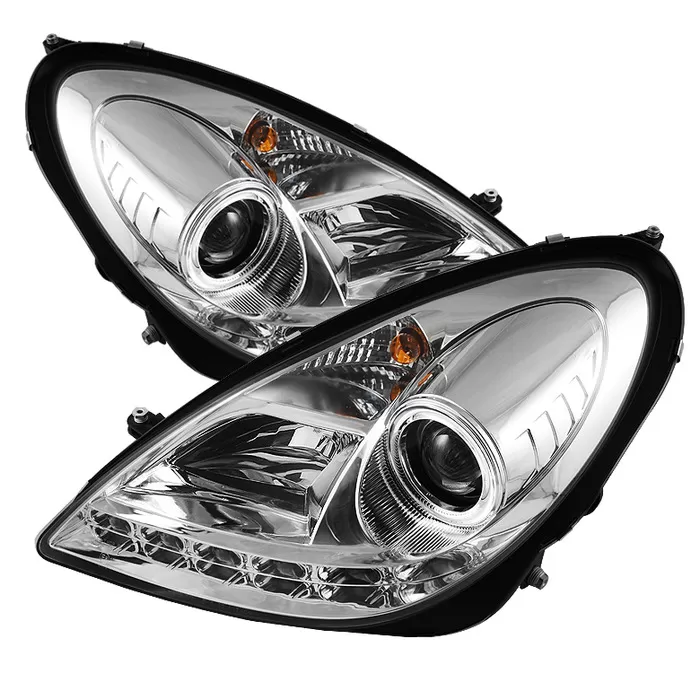 Spyder Auto Chrome DRL Projector Headlights with High H1 Lights Included Mercedes Benz SLK200 with Xenon|HID Lights 2005-2010 - PRO-YD-MBSLK05-HID-DRL-C