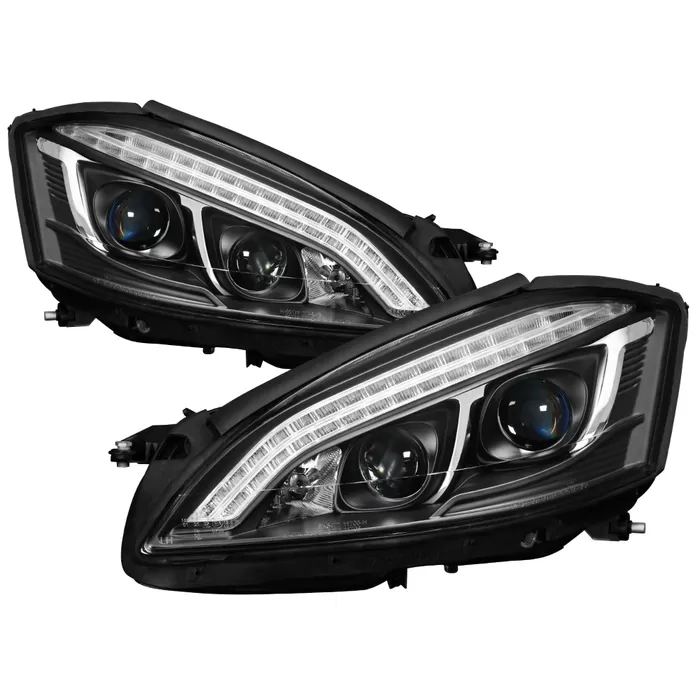 Spyder Auto Projector Headlights DRL LED Black Mercedes Benz S-Class W221 2007-2009 - PRO-YD-MBW22107-HID-DRL-BK