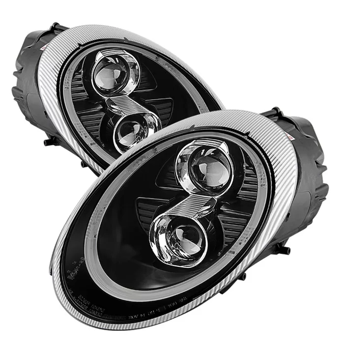 Spyder Auto Black LED DRL Projector Headlights Porsche 997 GT3 with Xenon|HID Lights 2007-2009 - PRO-YD-P99705-HID-DRL-BK