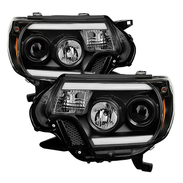 Spyder Auto Black Projector Headlights with Light Bar and DRL Toyota Tacoma 2012-2018 - PRO-YD-TT12-LBDRL-BK