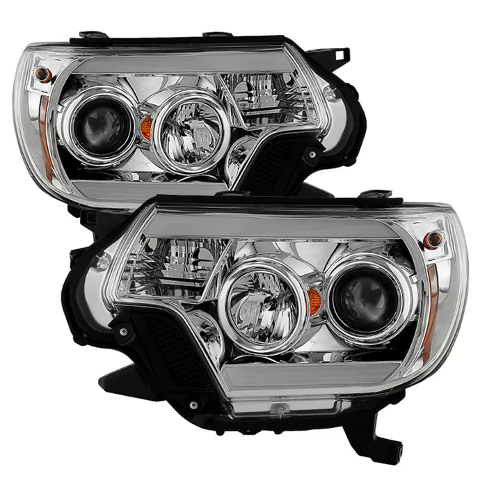 Spyder Auto Chrome Projector Headlights with Light Bar and DRL Toyota Tacoma 2012-2018 - PRO-YD-TT12-LBDRL-C